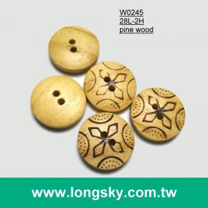 (#W0245) Engraved natural wooden shirt buttons bulk