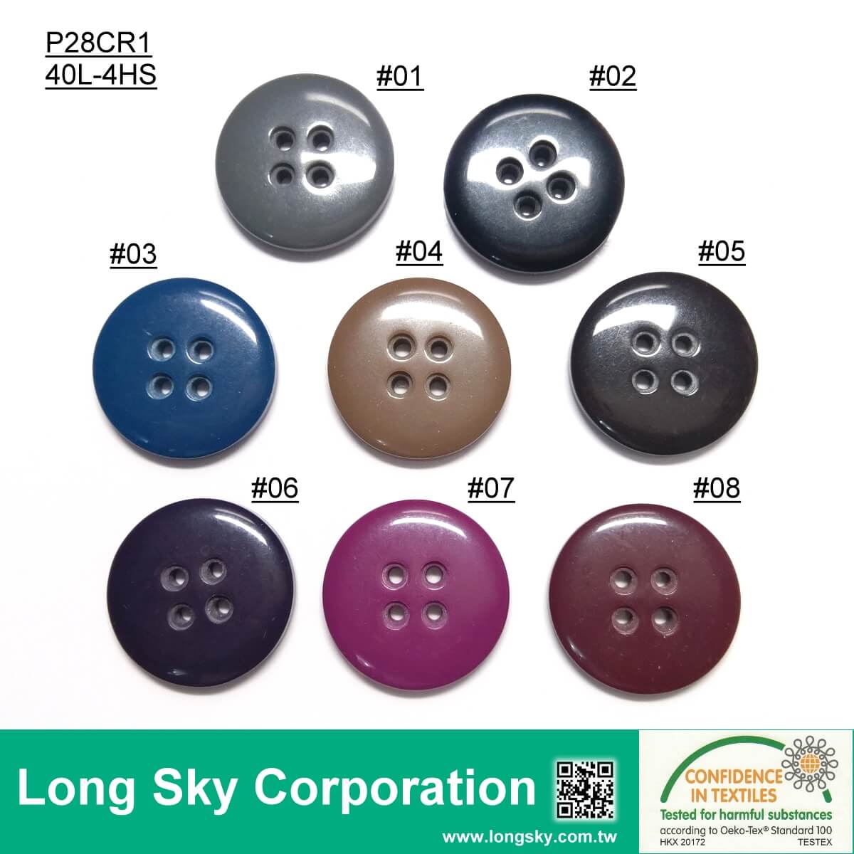 (#P28CR1) 40L colored Fancy large plastic colorful overcoat button