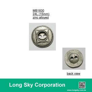 (MB1830/24L) 2-hole antique silver colour metal button with pattern for men's garment
