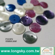 (#P1010F2) 20L grey, purple imitation shell finish lady blouse button