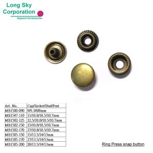 (MB15) Metal Press Snap Buttons for Apparel