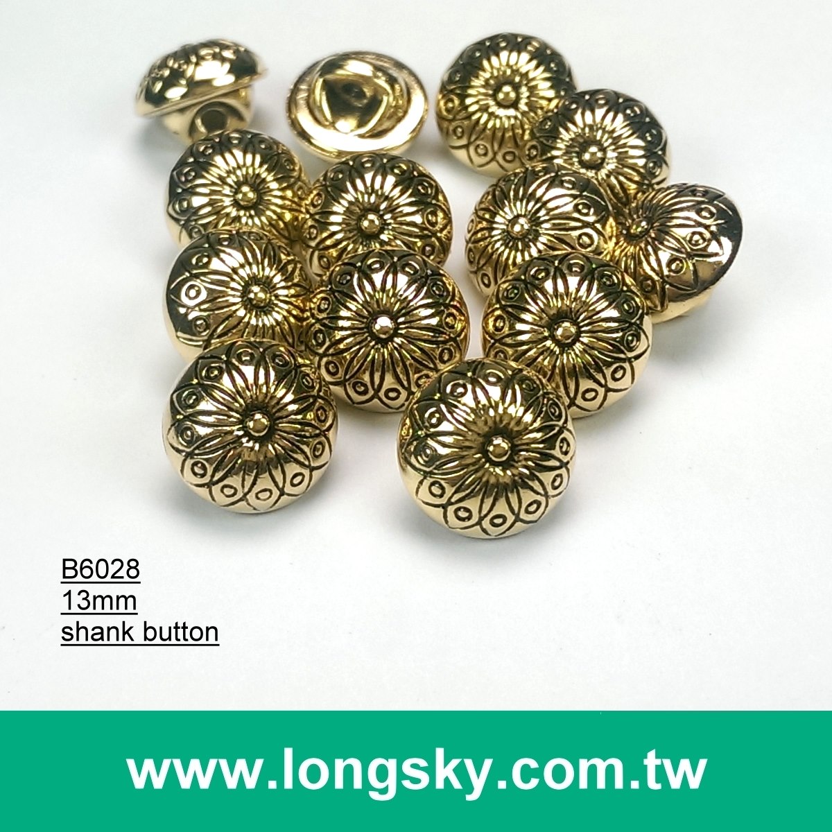 (#B6028/13mm) antique gold flower pattern plastic abs button with shank for lady dress