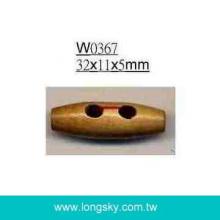 (#W0367) 2 holes natural wooden toggle button for garment decoration