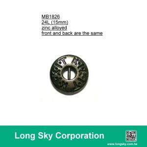 (MB1826/24L) 2-hole antique silver colour metal button for garments