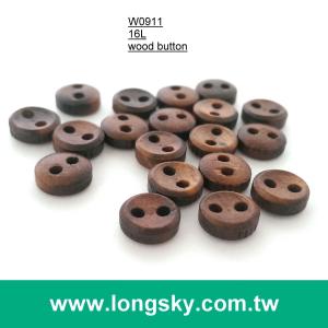 (#W0911) 13L 2 holes dark brown fashion natural wooden clothing button