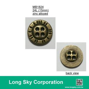 (MB1824/24L) 15mm 4-holes antique brass colour metal button for casual pants