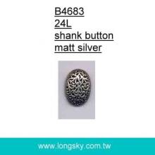 (#B4683) 24L ovel antique silver flower pattern lady suit button