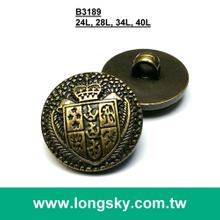 (#B3189) Royalty theme pattern antique brass plated button with shank back