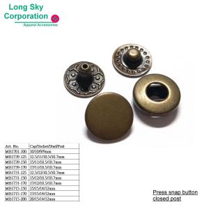 (MB17 series) brass made spring press snap button size from 10mm to 20mm