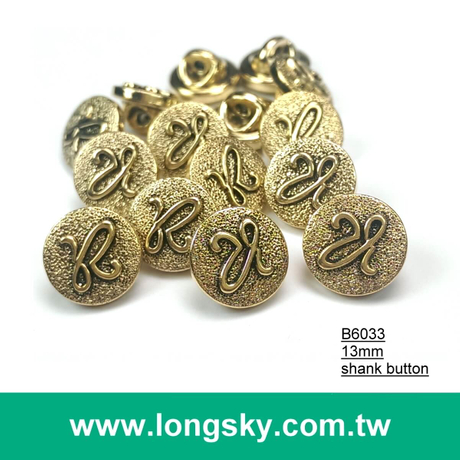(#B6033/13mm) round type antique gold plated abs plastic button with shank for jacket