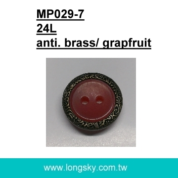 (#MP029-8/24L) ready for sale 15mm two hole sew on man braces button with rim for suspender