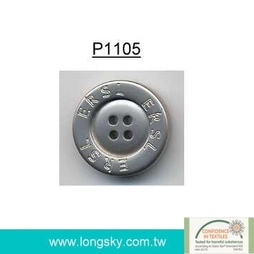 (#P1105) 4 hole custom laser embossed sewing silver plastic polyester button