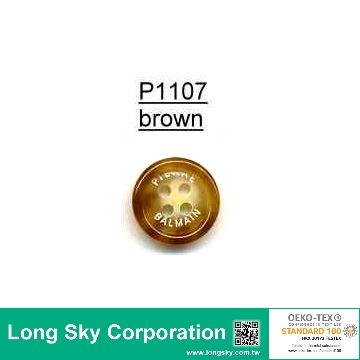 (P1107) Customized Logo Engraved Imitation Horn Polyester Resin Garment Button 